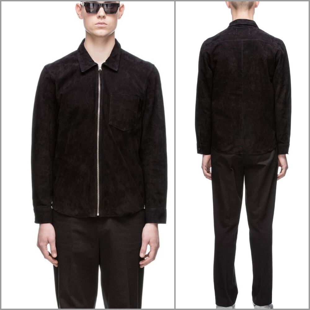 OUR LEGACY Black Suede Zip Up Shirt Jacket Size 48 $875